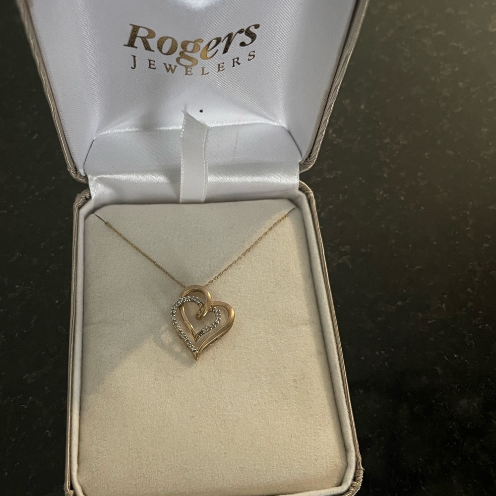 Rogers Gold and Diamond Heart Necklace